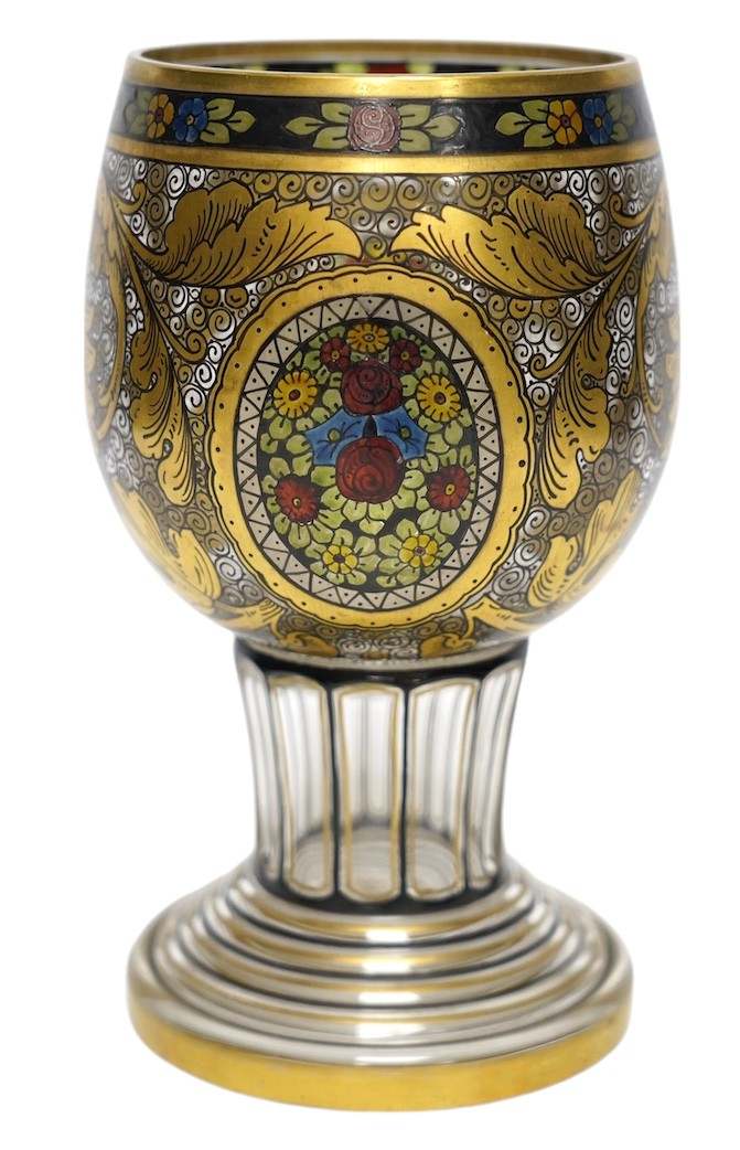 A Bohemian Czech Glass goblet, possibly Hermann Pautsch Haida, 7.5cm. Condition - good